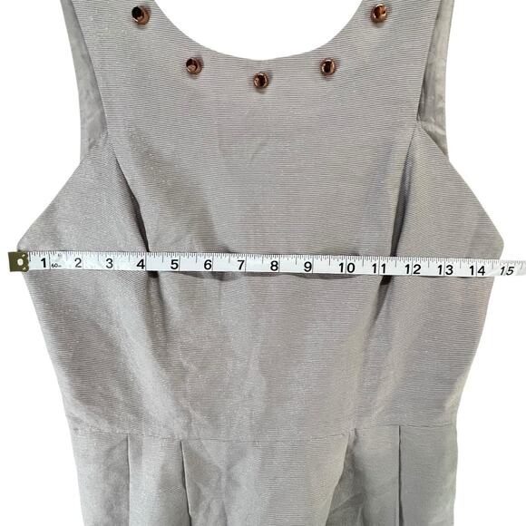 BCBGeneration Mini Dress 2 Light Gray Metallic Studded Pockets Fit Flare HOCO - Picture 9 of 16